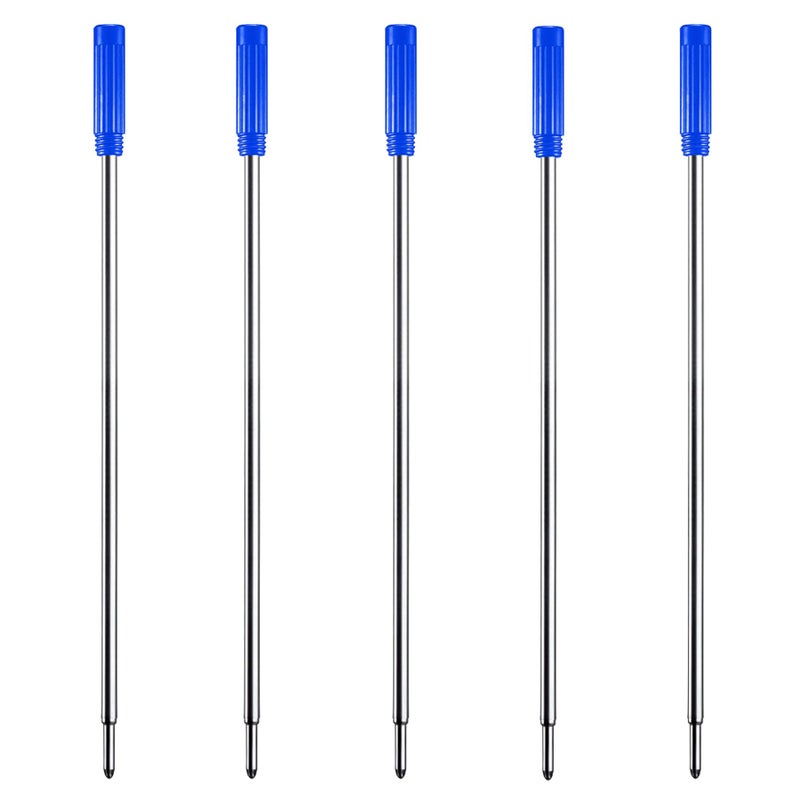 DunBong Blue Ink Refill Pack of 5, Replaceable Ballpoint Pen Refills, Medium Point Metal Refill (Blue) - Image 1